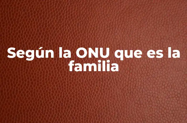 Según la Onu que es la Familia
