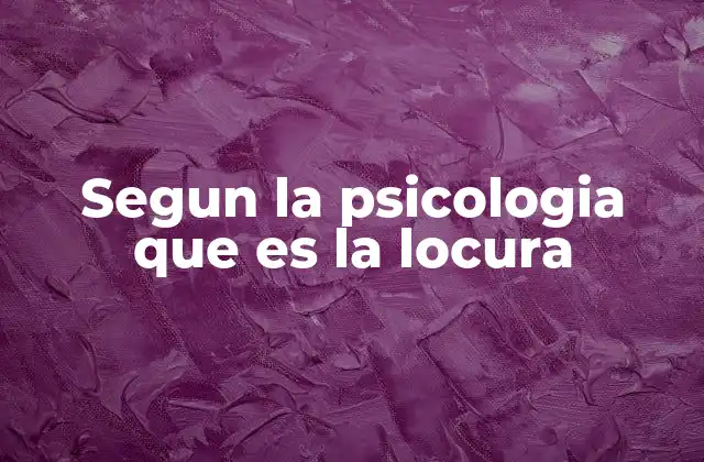 Segun la Psicologia que es la Locura
