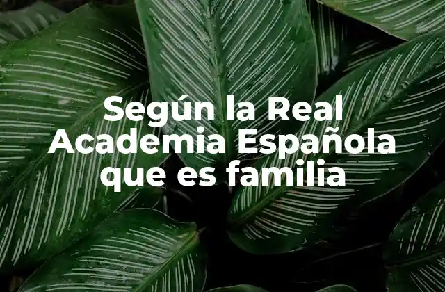 Según la Real Academia Española que es Familia