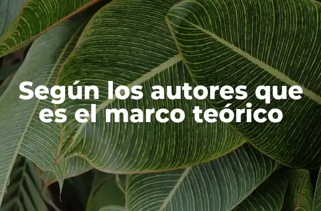 Según los Autores que es el Marco Teórico