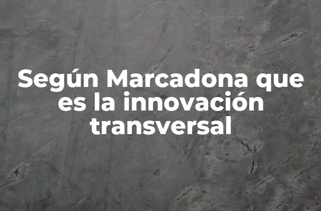 Según Marcadona que es la Innovación Transversal