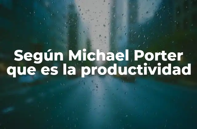 Según Michael Porter que es la Productividad