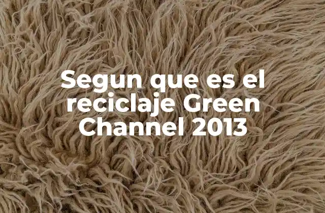Segun que es el Reciclaje Green Channel 2013