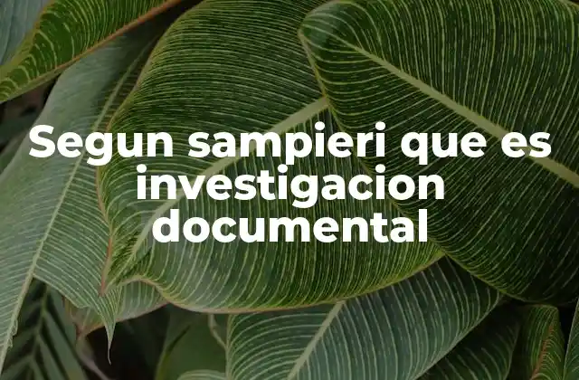 Segun Sampieri que es Investigacion Documental