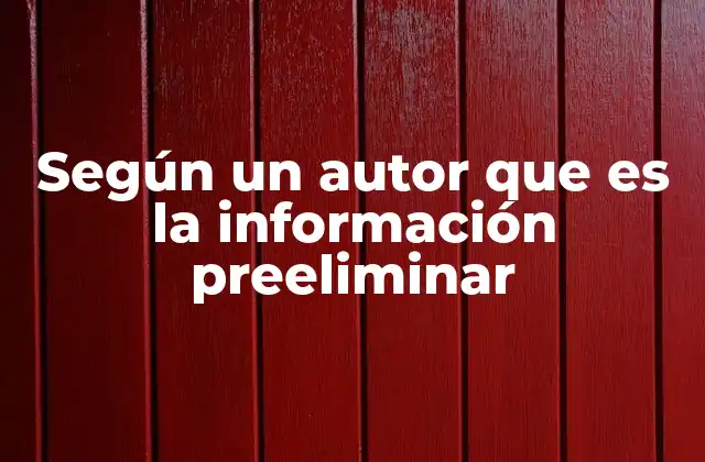 Según un Autor que es la Información Preeliminar