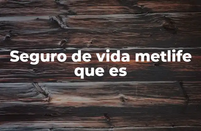 Seguro de Vida Metlife que es