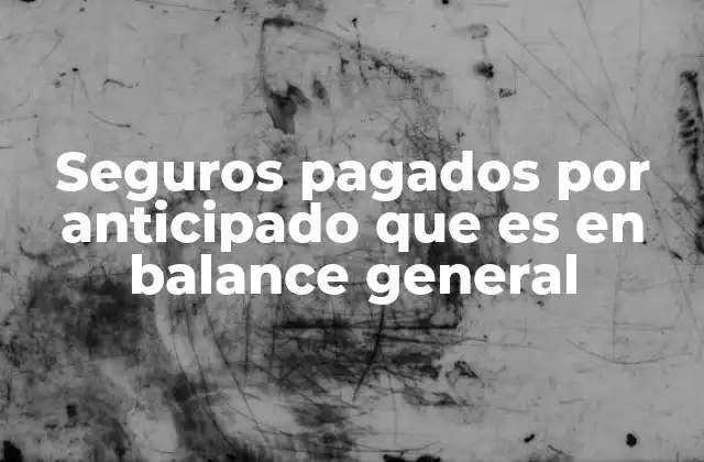 Seguros Pagados por Anticipado que es en Balance General