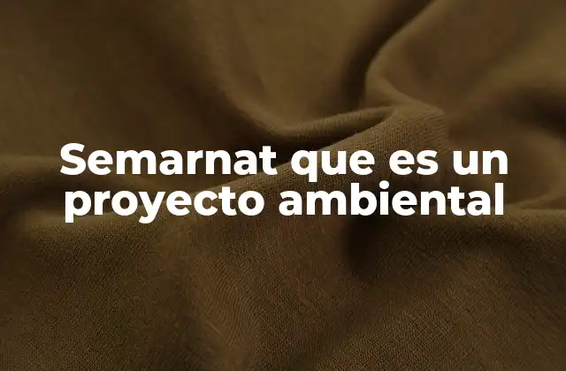 Semarnat que es un Proyecto Ambiental