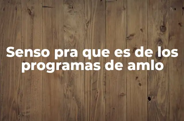 Senso Pra que es de los Programas de Amlo 2 El papel del Senso en el Sistema Nacional de Bienestar