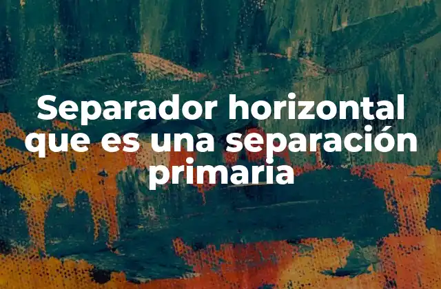 Separador Horizontal que es una Separación Primaria