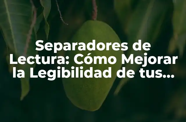 Separadores de Lectura: Cómo Mejorar la Legibilidad de Tus Textos