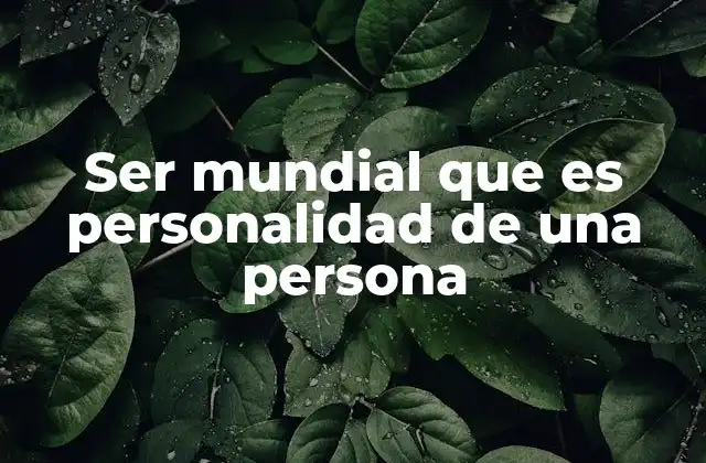 Ser Mundial que es Personalidad de una Persona
