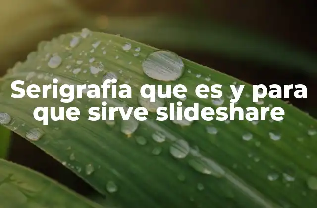 Serigrafia que es y para que Sirve Slideshare