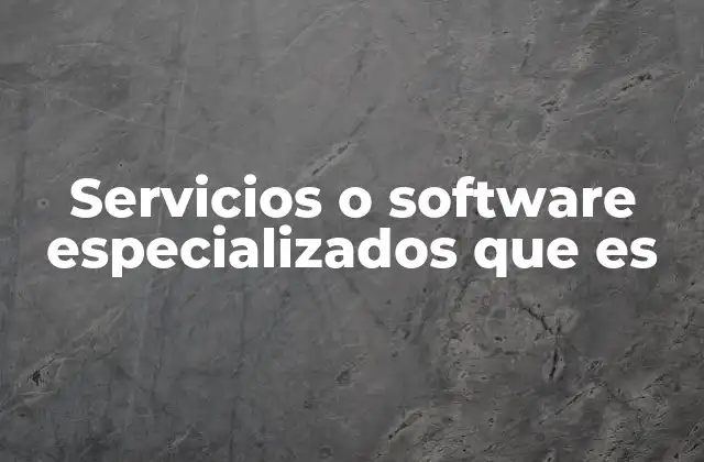 Servicios o Software Especializados que es