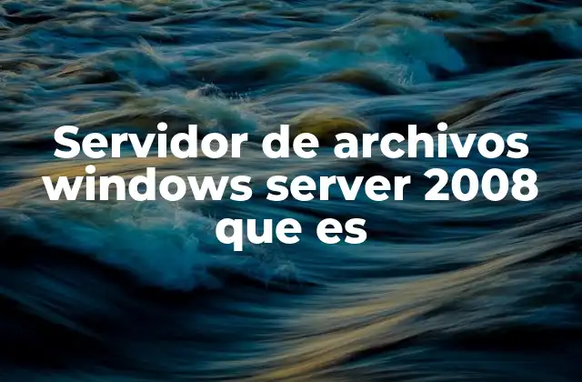 Servidor de Archivos Windows Server 2008 que es