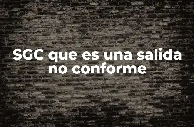 Sgc que es una Salida No Conforme