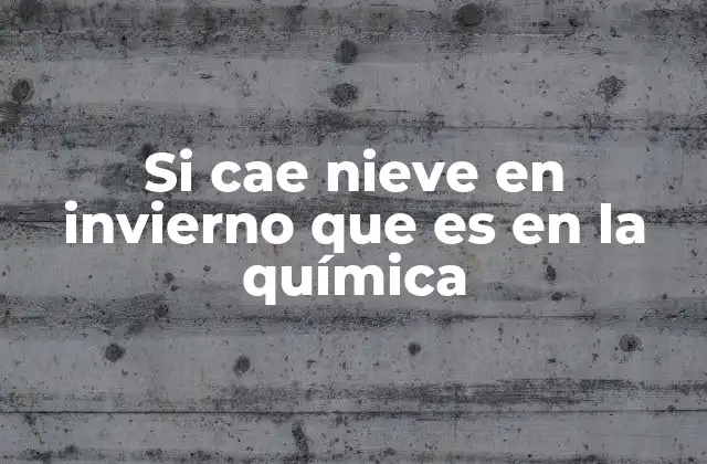 Si Cae Nieve en Invierno que es en la Química 2 La química detrás de la formación de la nieve