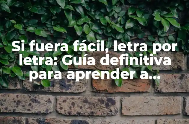 Si Fuera Fácil, Letra por Letra: Guía Definitiva para Aprender a Escribir