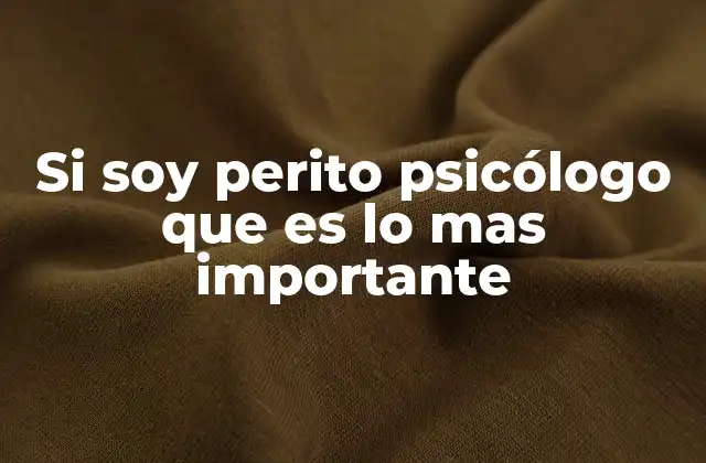 Si Soy Perito Psicólogo que es Lo mas Importante