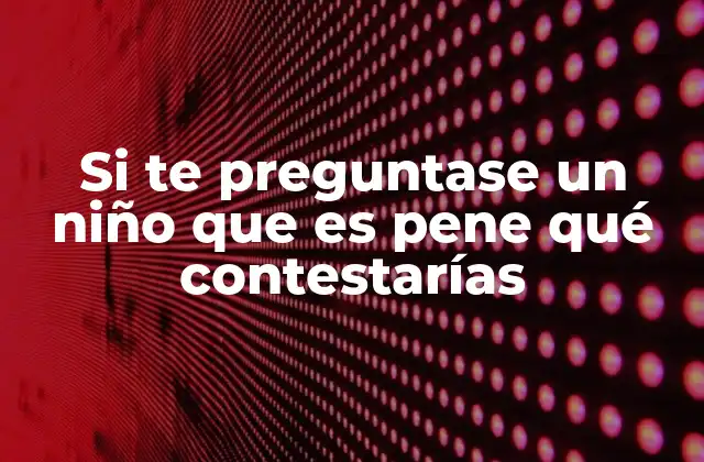 Si Te Preguntase un Niño que es Pene Qué Contestarías