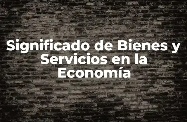 Significado de Bienes y Servicios en la Economía