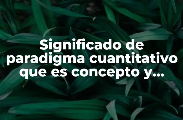Significado de Paradigma Cuantitativo que es Concepto y Definicion