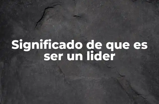 Significado de que es Ser un Lider