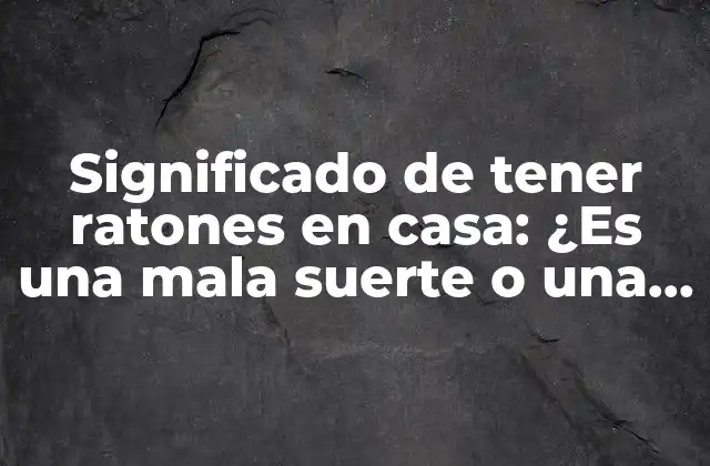 Significado de Tener Ratones en Casa: ¿es una Mala Suerte o una Bendición?