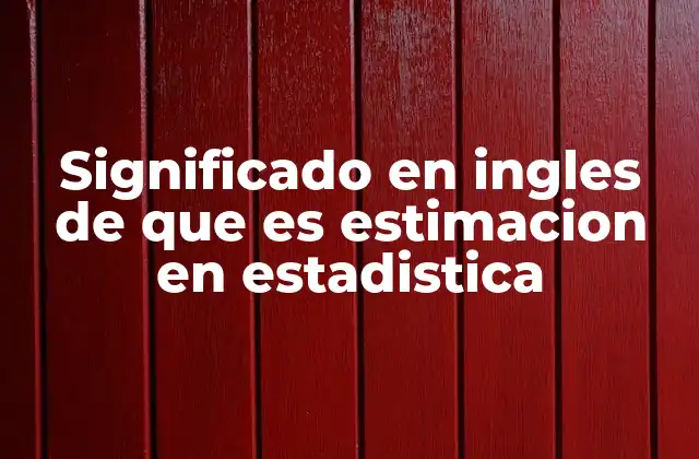 Significado en Ingles de que es Estimacion en Estadistica