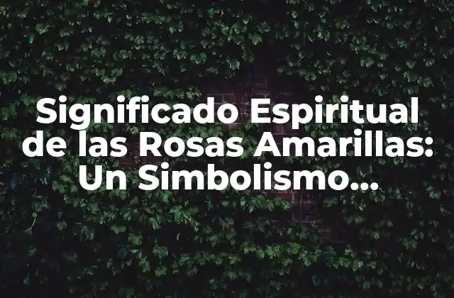 Significado Espiritual de las Rosas Amarillas: un Simbolismo Profundo