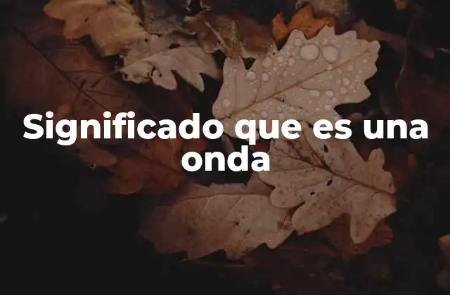 Significado que es una Onda
