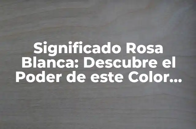Significado Rosa Blanca: Descubre el Poder de Este Color Emocionante