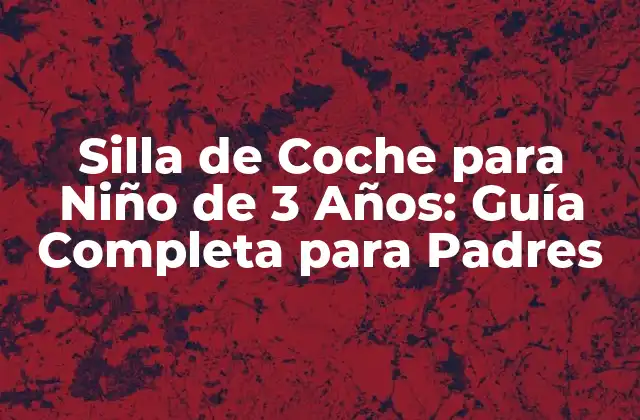 Silla de Coche para Niño de 3 Años: Guía Completa para Padres
