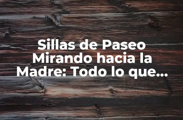 Sillas de Paseo Mirando hacia la Madre: Todo Lo que Necesitas Saber