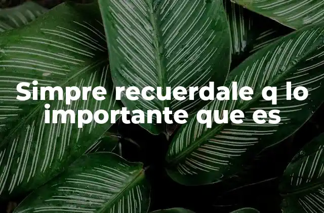 Simpre Recuerdale Q Lo Importante que es