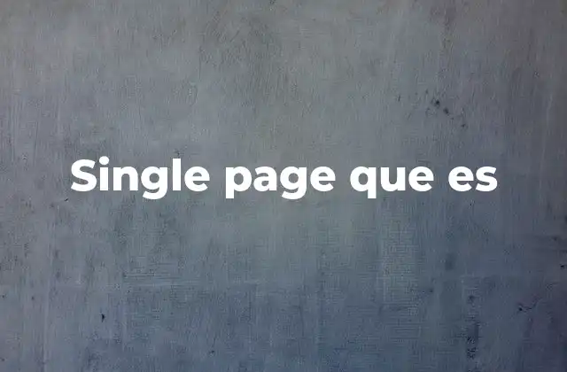 Single Page que es