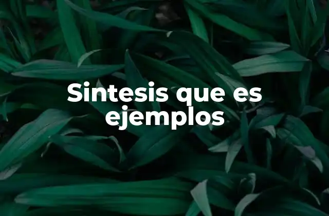 Sintesis que es Ejemplos