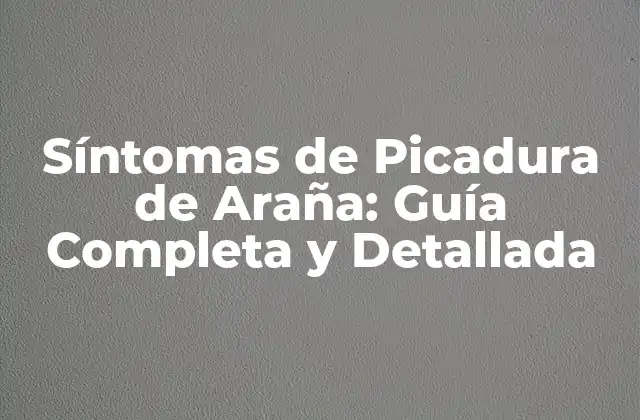 Síntomas de Picadura de Araña: Guía Completa y Detallada