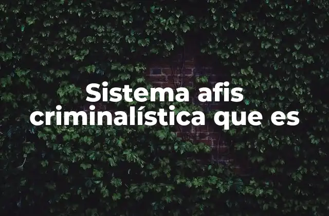 Sistema Afis Criminalística que es