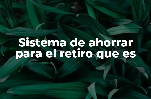 Sistema de Ahorrar para el Retiro que es