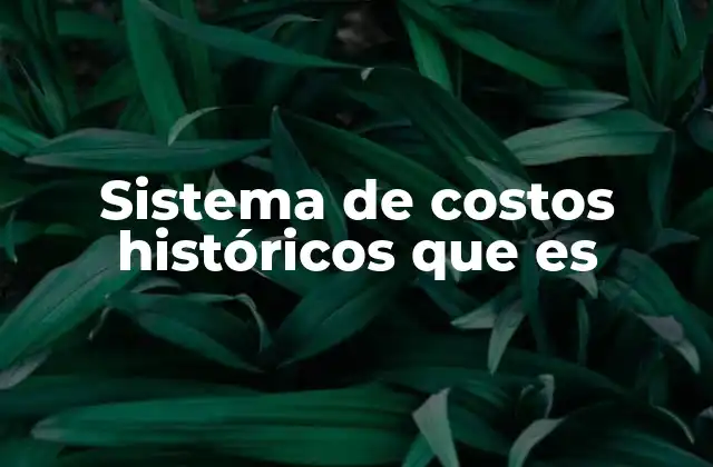 Sistema de Costos Históricos que es