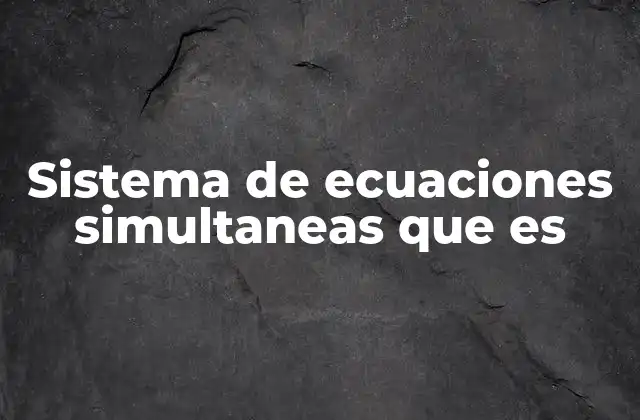 Sistema de Ecuaciones Simultaneas que es