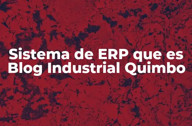 Sistema de Erp que es Blog Industrial Quimbo