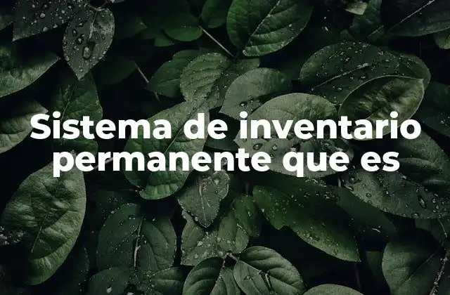 Sistema de Inventario Permanente que es 2 Características de un sistema de inventario permanente