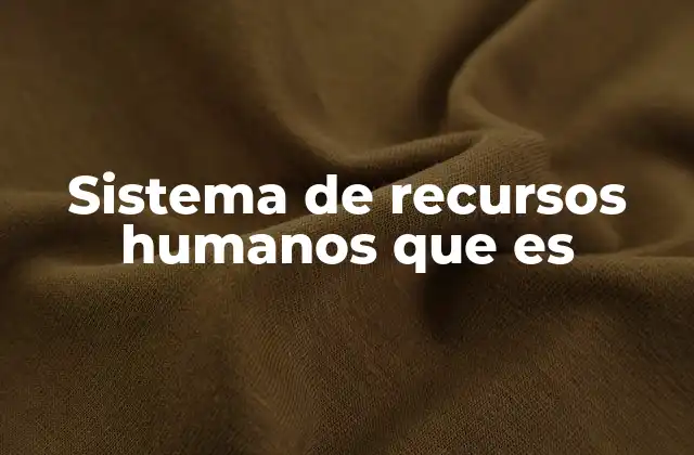 Sistema de Recursos Humanos que es