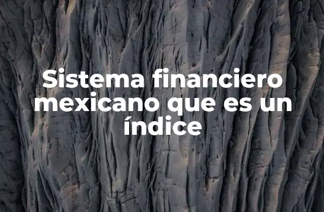 Sistema Financiero Mexicano que es un Índice