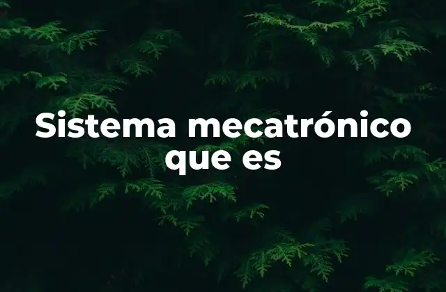 Sistema Mecatrónico que es