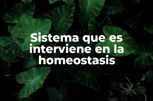Sistema que es Interviene en la Homeostasis