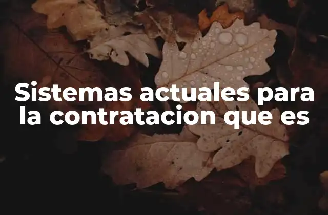 Sistemas Actuales para la Contratacion que es