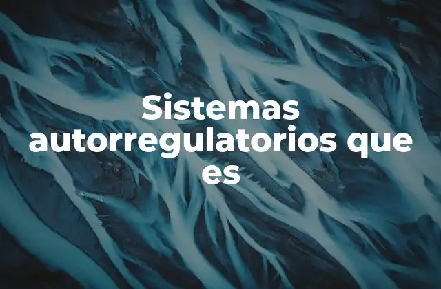 Sistemas Autorregulatorios que es
